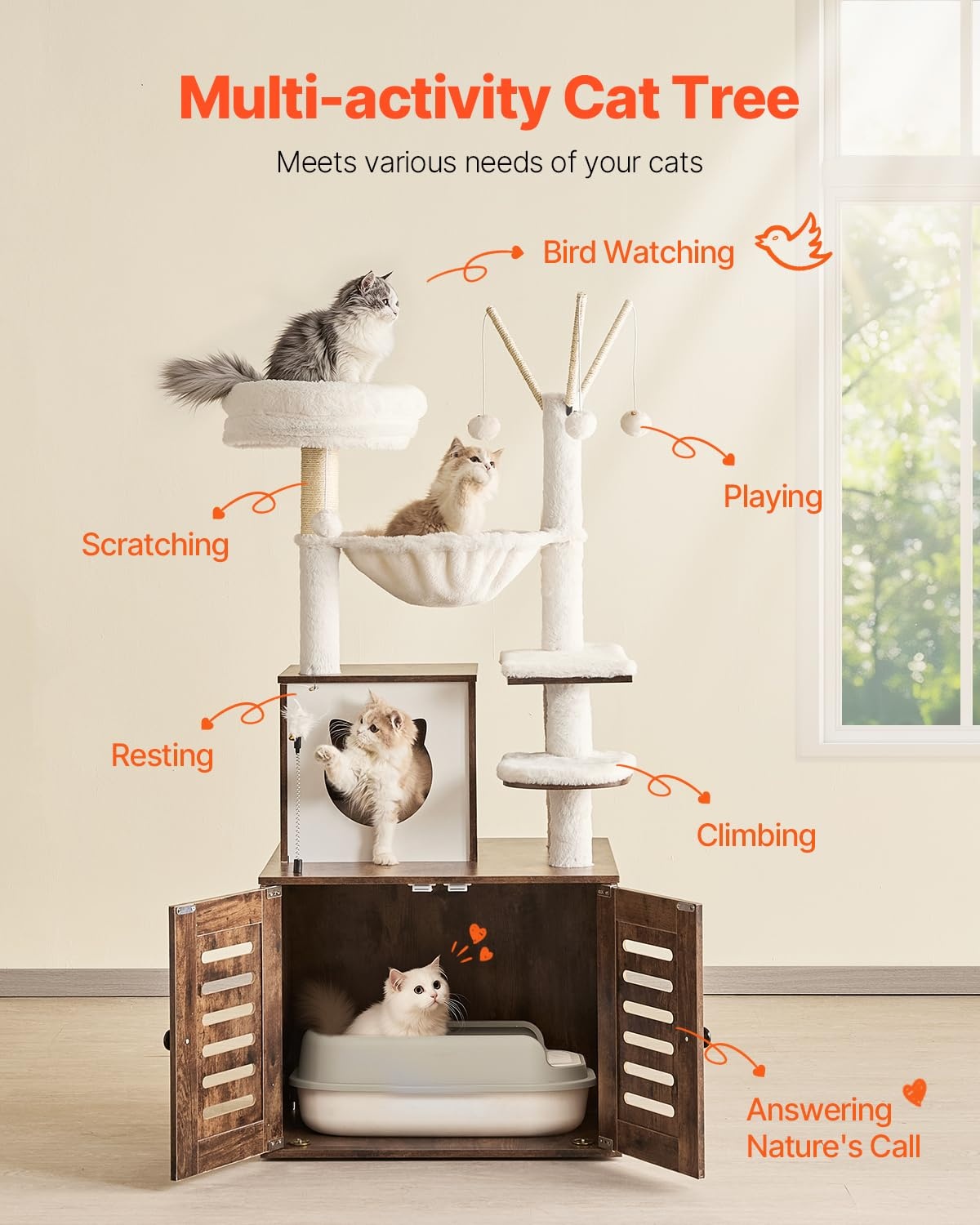 Krabpaal met Kattenbakombouw 138 cm - 54% Korting