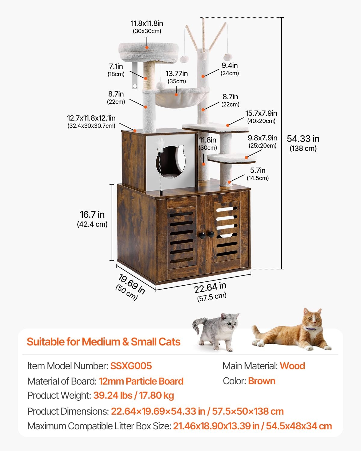 Krabpaal met Kattenbakombouw 138 cm - 54% Korting
