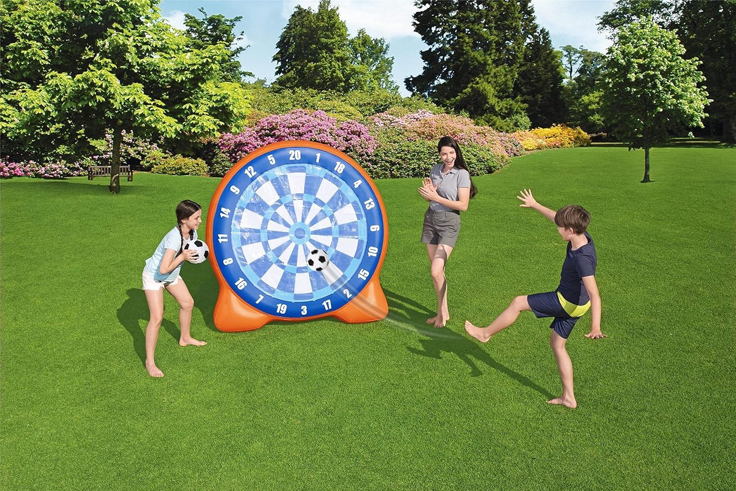 Opblaasbaar Voetbaldoel Buitenspel met Ballonnen - Oranje - 157x157 cm - 34% Korting