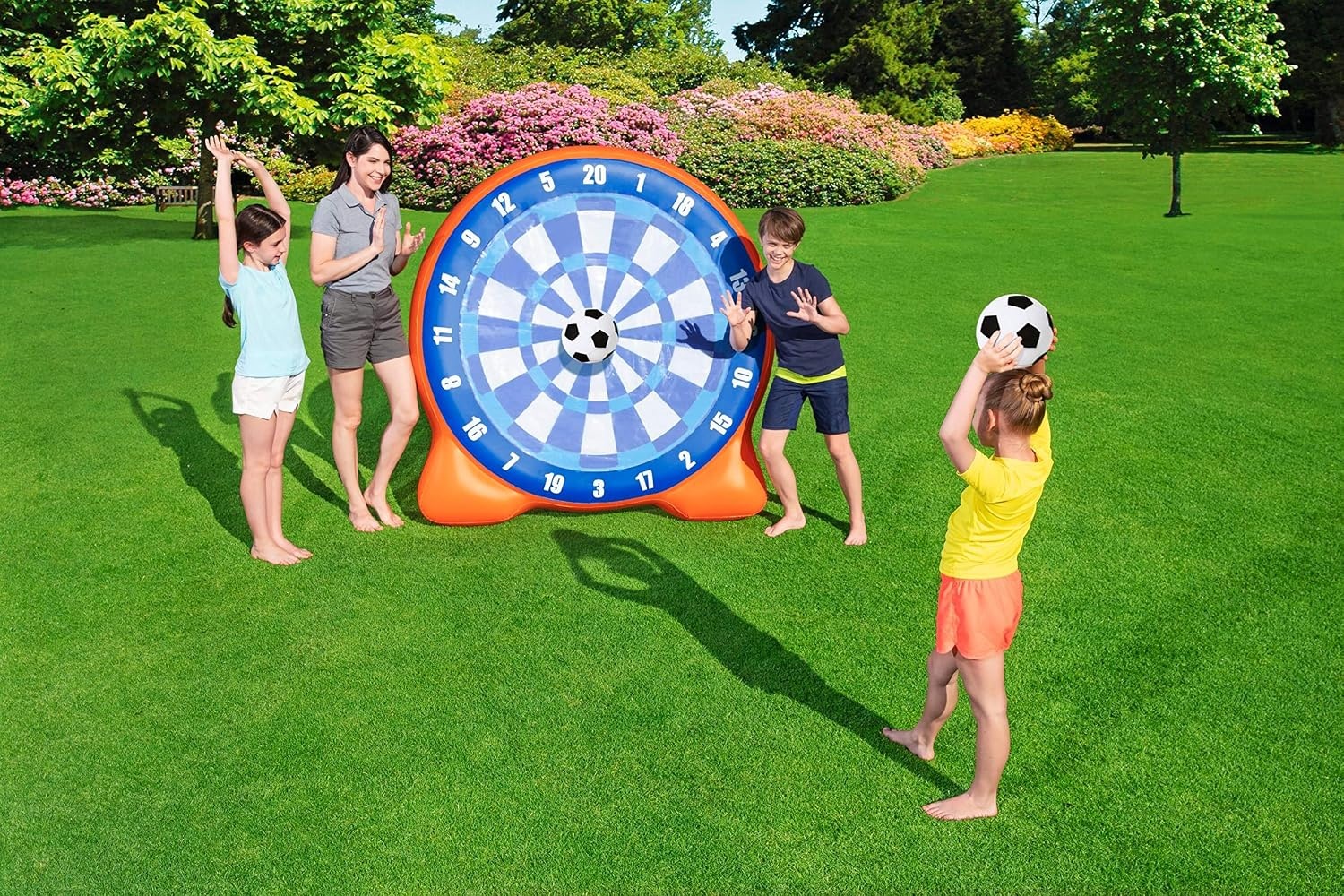 Opblaasbaar Voetbaldoel Buitenspel met Ballonnen - Oranje - 157x157 cm - 34% Korting