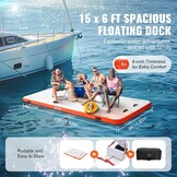 Opblaasbaar Zwemplatform 4,57m - Ruim & Stevig PVC - Wit/Oranje - 35% Korting