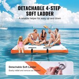 Opblaasbaar Zwemplatform 4,57m - Ruim & Stevig PVC - Wit/Oranje - 35% Korting