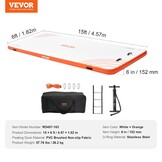 Opblaasbaar Zwemplatform 4,57m - Ruim & Stevig PVC - Wit/Oranje - 35% Korting