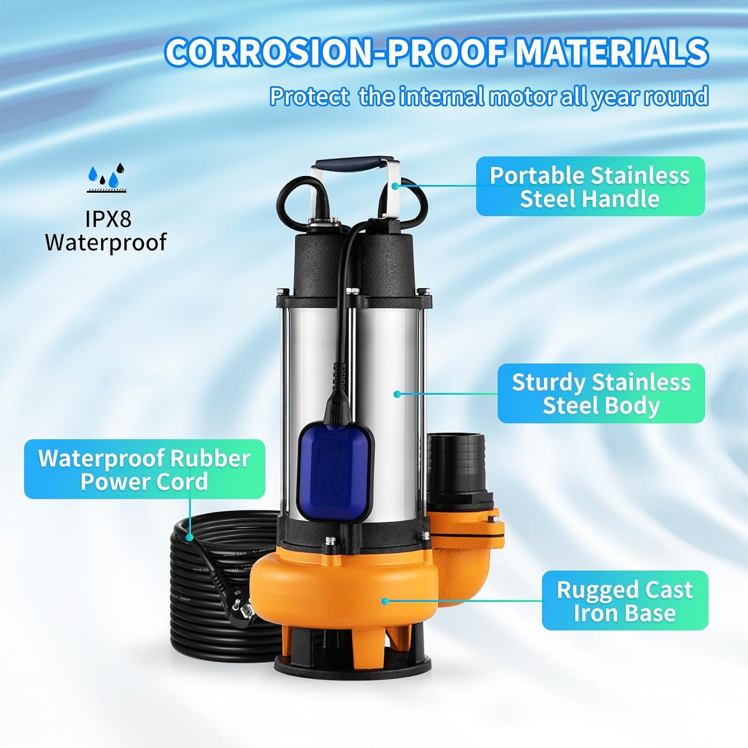 Krachtige Vuilwaterpomp 2200W - 1000 L/min - 35% Korting