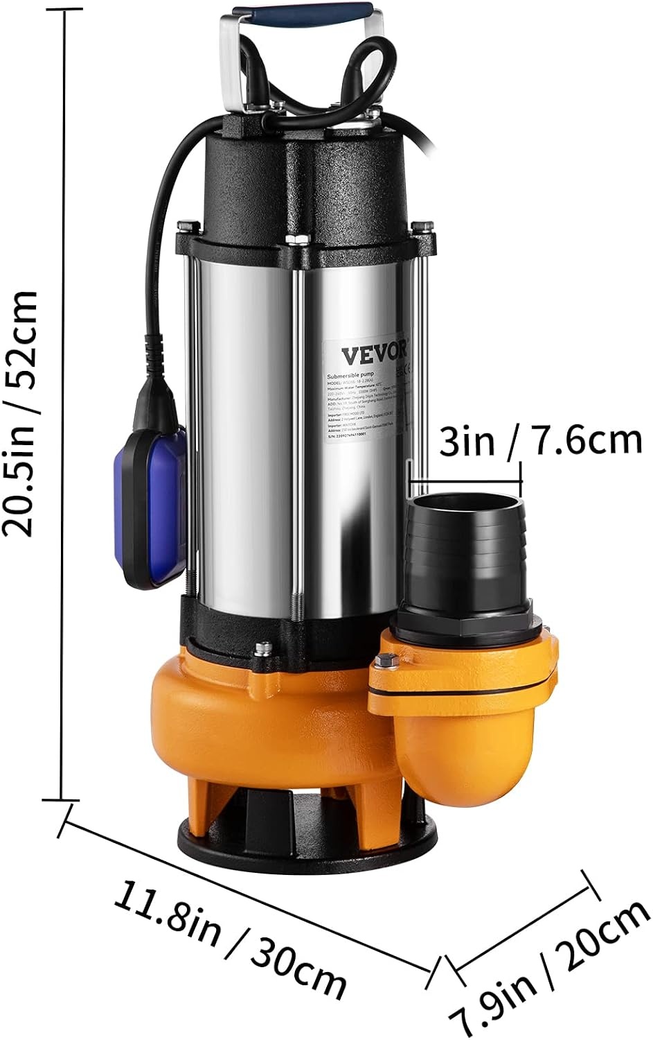 Krachtige Vuilwaterpomp 2200W - 1000 L/min - 35% Korting
