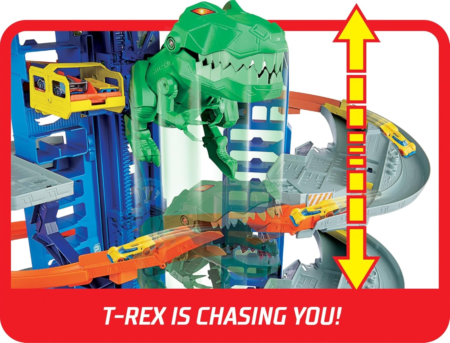 Hot Wheels T-Rex Speelgarage met 35% Korting - Ruimte voor 100+ Auto's