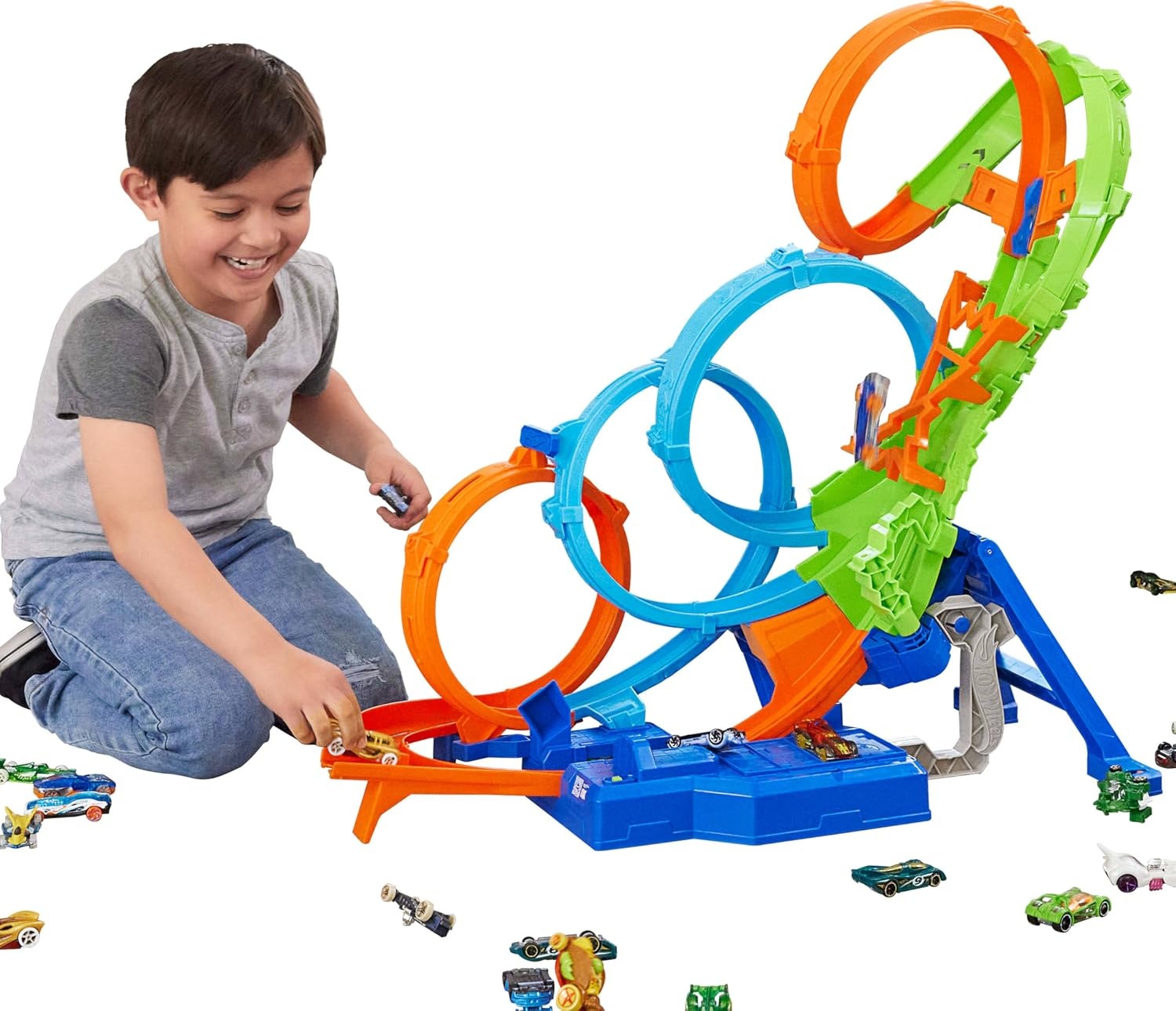 Hot Wheels Baan met 4 Lussen en Booster, 34% Korting