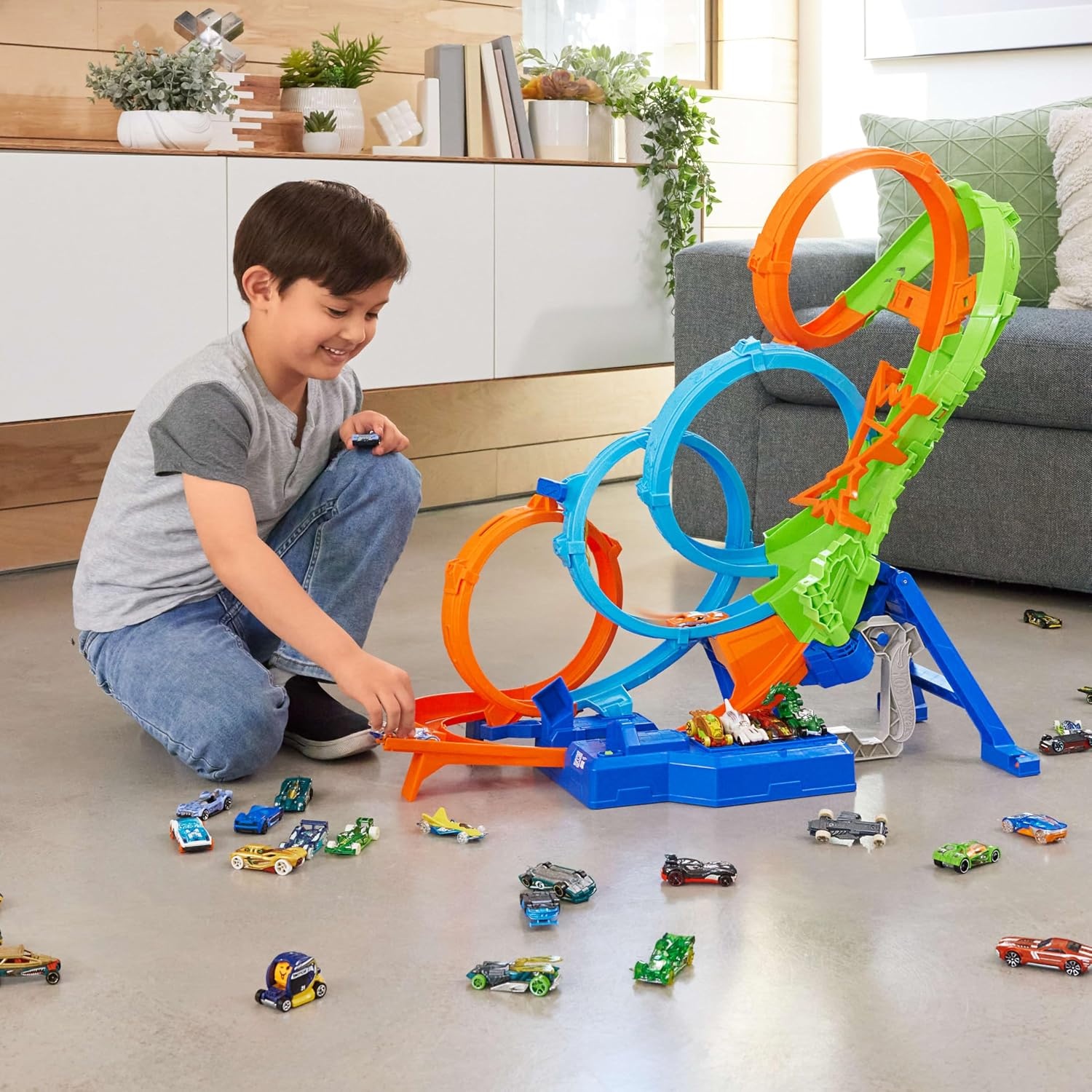 Hot Wheels Baan met 4 Lussen en Booster, 34% Korting