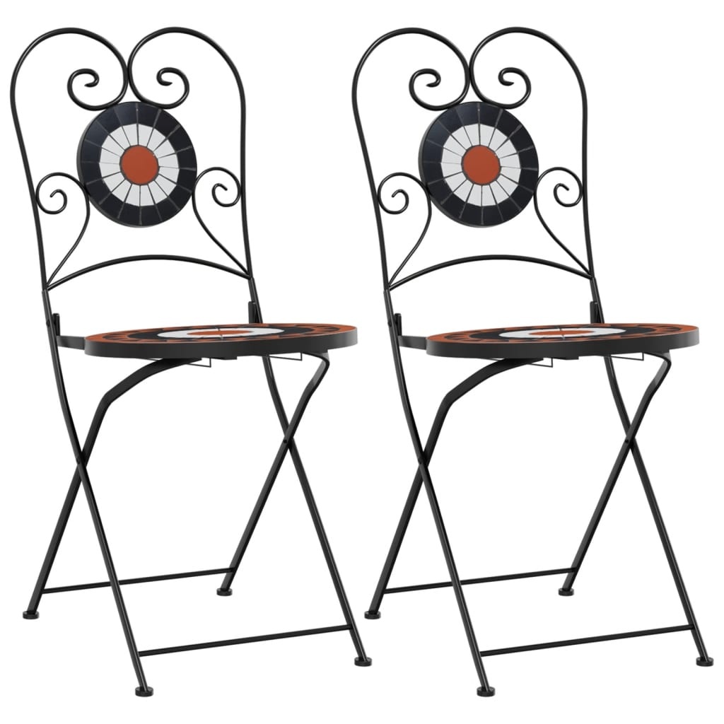 vidaXL Opklapbare Mozaïek Stoelen (2 stuks) - Terracotta & Wit - 54% Korting