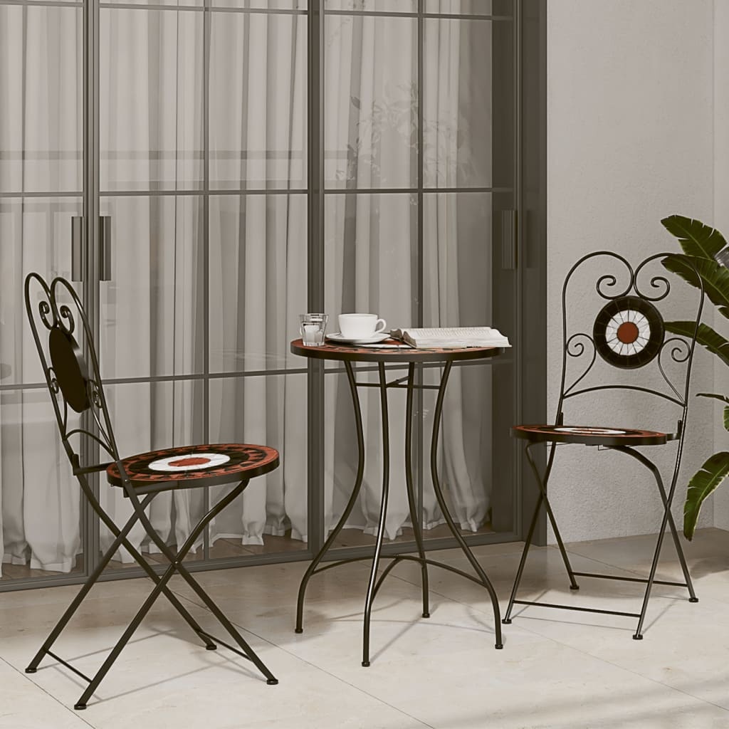 vidaXL Opklapbare Mozaïek Stoelen (2 stuks) - Terracotta & Wit - 54% Korting