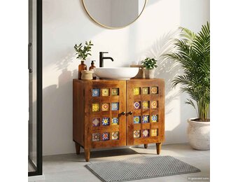 Wastafelkast Walnotenhout - 30% Korting