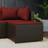 Voetensteun Poly Rattan Bruin met Kussen - 32% Korting