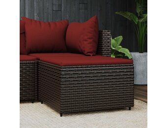 Voetensteun Poly Rattan Bruin met Kussen - 32% Korting
