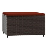 Voetensteun Poly Rattan Bruin met Kussen - 32% Korting