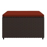 Voetensteun Poly Rattan Bruin met Kussen - 32% Korting
