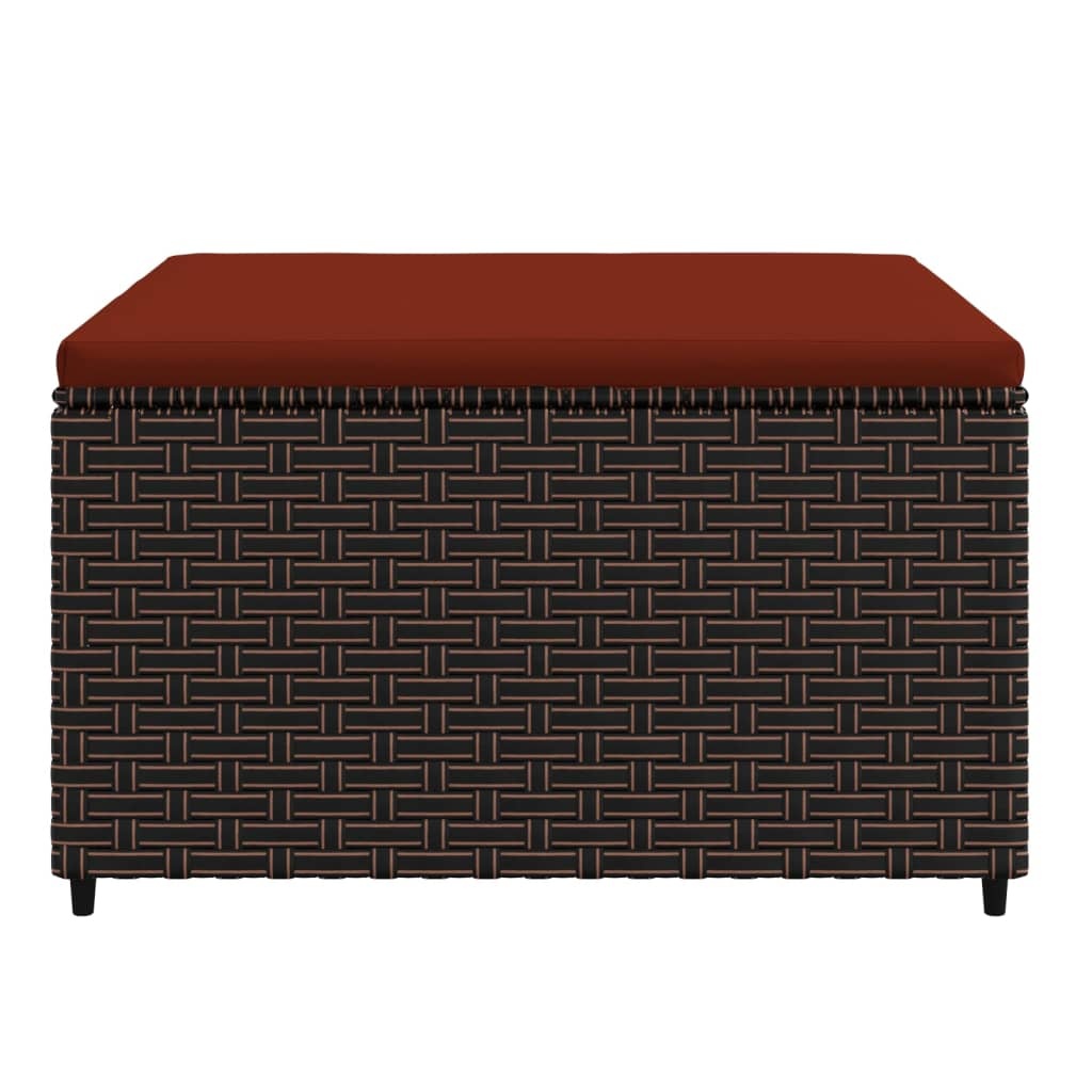 Voetensteun Poly Rattan Bruin met Kussen - 32% Korting