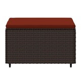 Voetensteun Poly Rattan Bruin met Kussen - 32% Korting