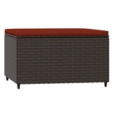 Voetensteun Poly Rattan Bruin met Kussen - 32% Korting