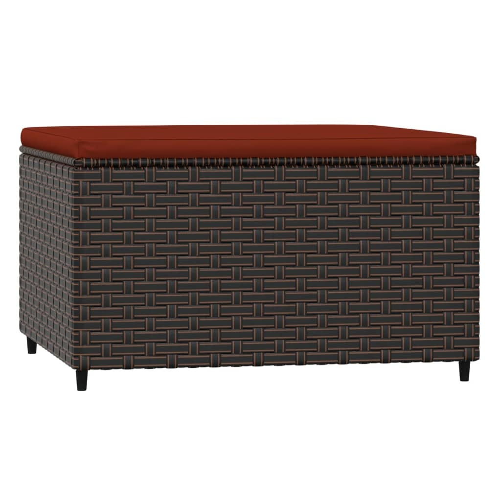 Voetensteun Poly Rattan Bruin met Kussen - 32% Korting