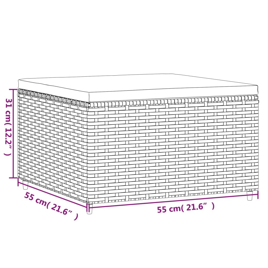 Voetensteun Poly Rattan Bruin met Kussen - 32% Korting