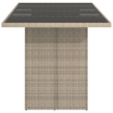 Lichtgrijze Poly Rattan Tuintafel met Glas - 190x80x74 cm (35% Korting)