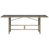 Lichtgrijze Poly Rattan Tuintafel met Glas - 190x80x74 cm (35% Korting)