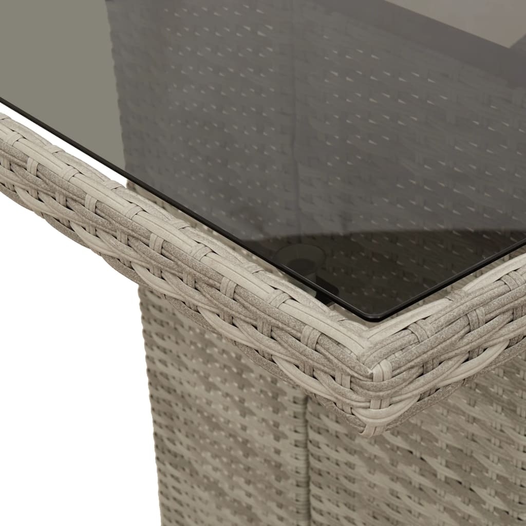 Lichtgrijze Poly Rattan Tuintafel met Glas - 190x80x74 cm (35% Korting)