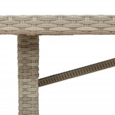Lichtgrijze Poly Rattan Tuintafel met Glas - 190x80x74 cm (35% Korting)