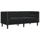 VidaXL Tweezitsbank Fluweel Zwart Chesterfield - 30% Korting