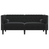 VidaXL Tweezitsbank Fluweel Zwart Chesterfield - 30% Korting