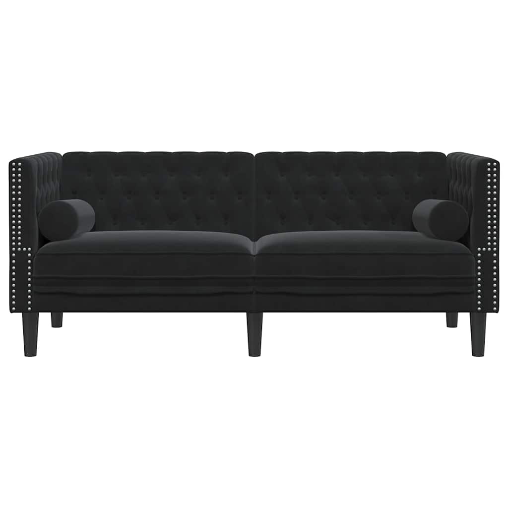 VidaXL Tweezitsbank Fluweel Zwart Chesterfield - 30% Korting