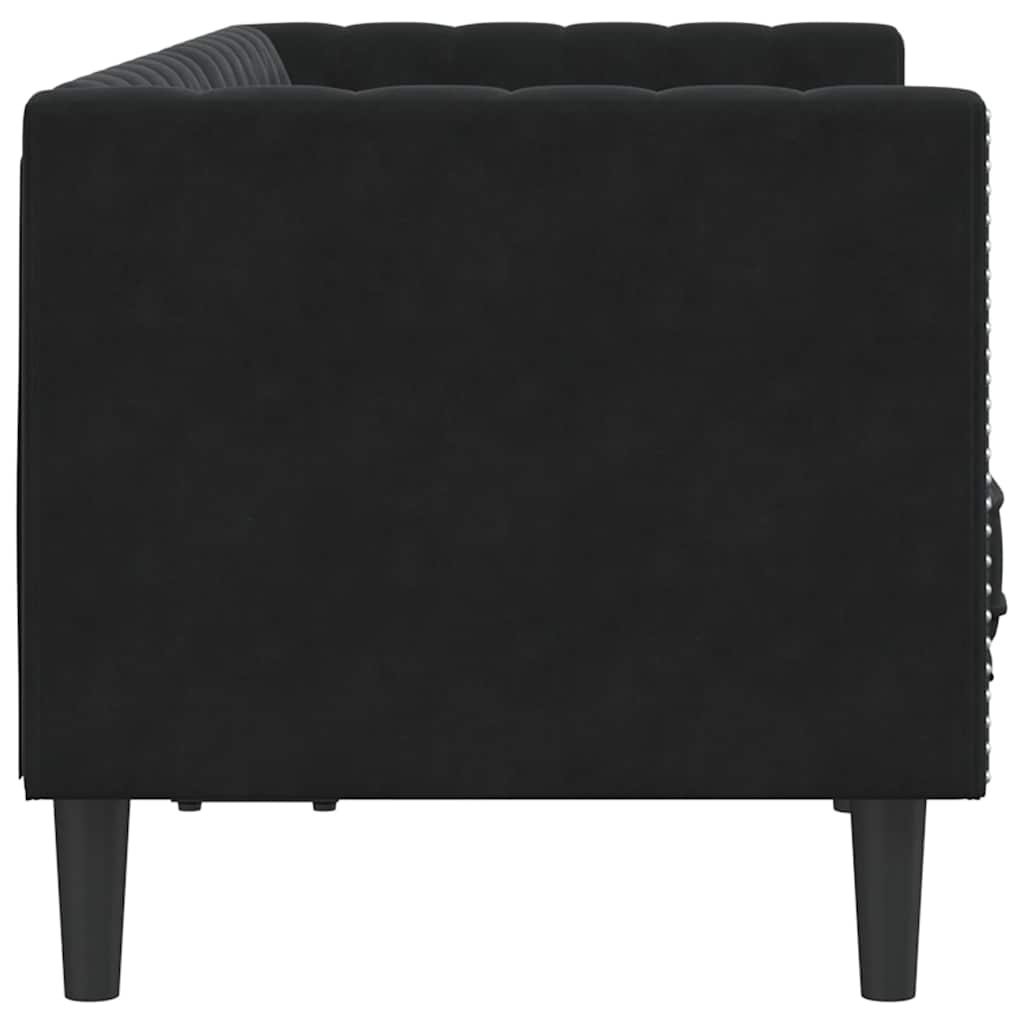 VidaXL Tweezitsbank Fluweel Zwart Chesterfield - 30% Korting