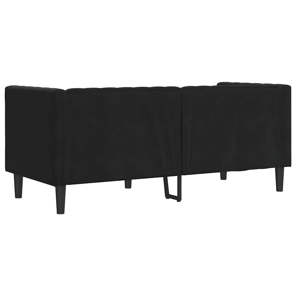 VidaXL Tweezitsbank Fluweel Zwart Chesterfield - 30% Korting