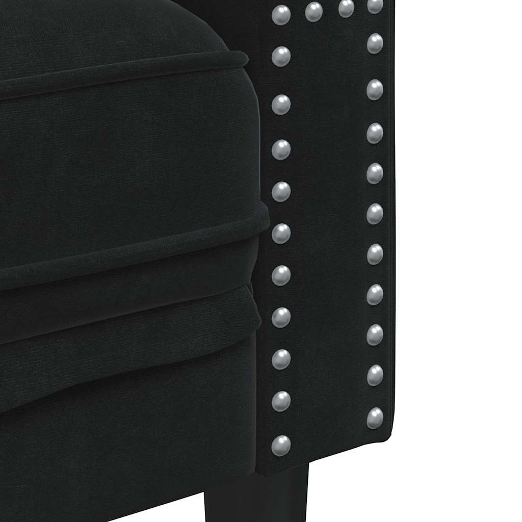 VidaXL Tweezitsbank Fluweel Zwart Chesterfield - 30% Korting