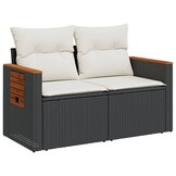 VidaXL Tuinbank 2-zits met kussens, Poly Rattan Zwart, 35% Korting
