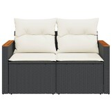 VidaXL Tuinbank 2-zits met kussens, Poly Rattan Zwart, 35% Korting