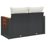 VidaXL Tuinbank 2-zits met kussens, Poly Rattan Zwart, 35% Korting