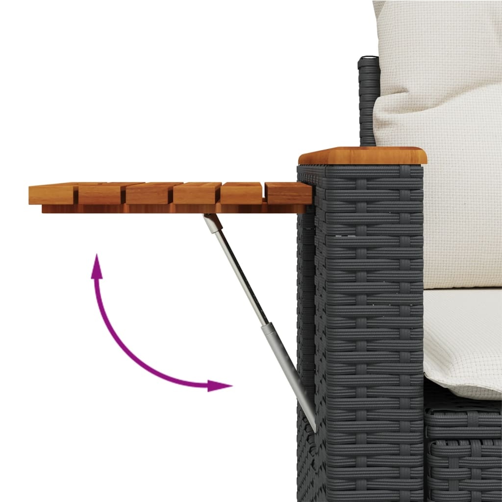 VidaXL Tuinbank 2-zits met kussens, Poly Rattan Zwart, 35% Korting