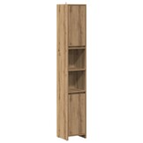 Badkamerkast Hout met 6 Vakken en Deuren - 30x30x183,5 cm - Artisanaal Eiken - 35% Korting