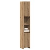 Badkamerkast Hout met 6 Vakken en Deuren - 30x30x183,5 cm - Artisanaal Eiken - 35% Korting