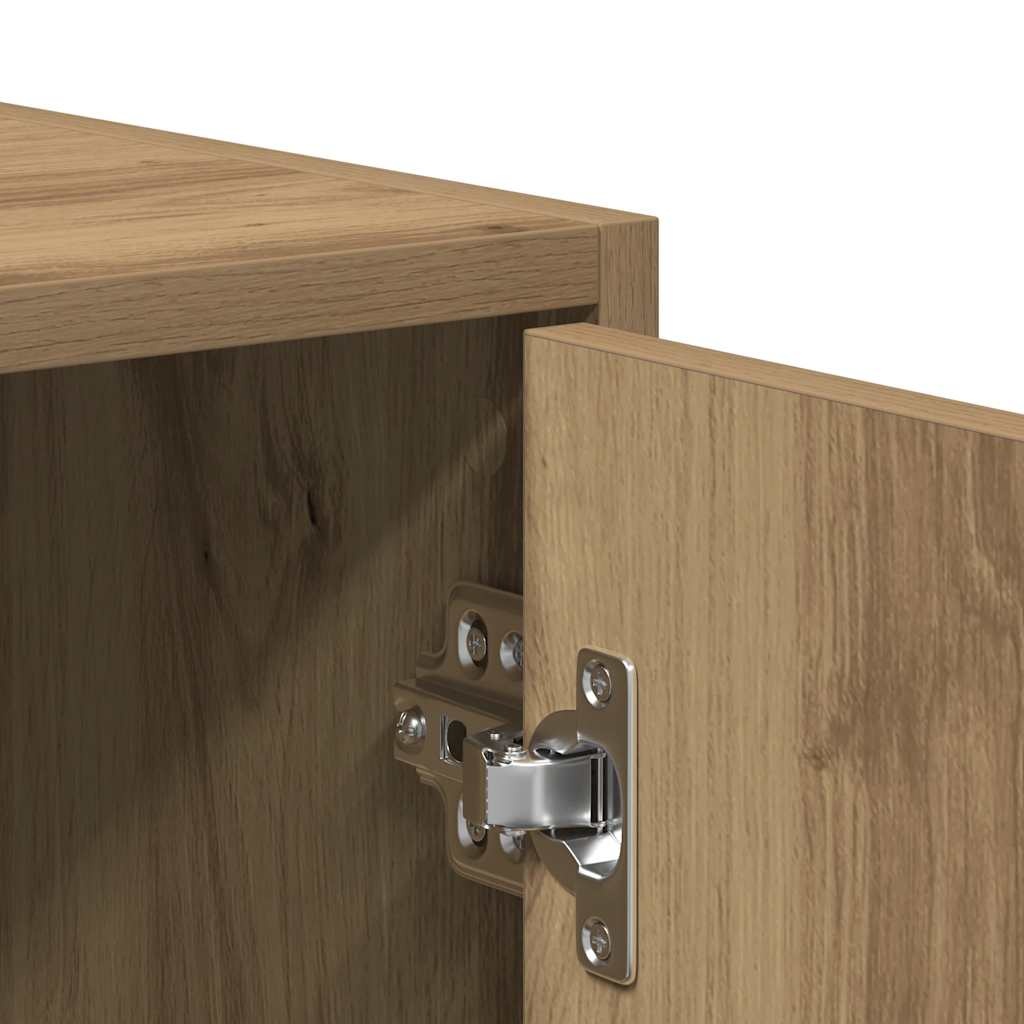 Badkamerkast Hout met 6 Vakken en Deuren - 30x30x183,5 cm - Artisanaal Eiken - 35% Korting