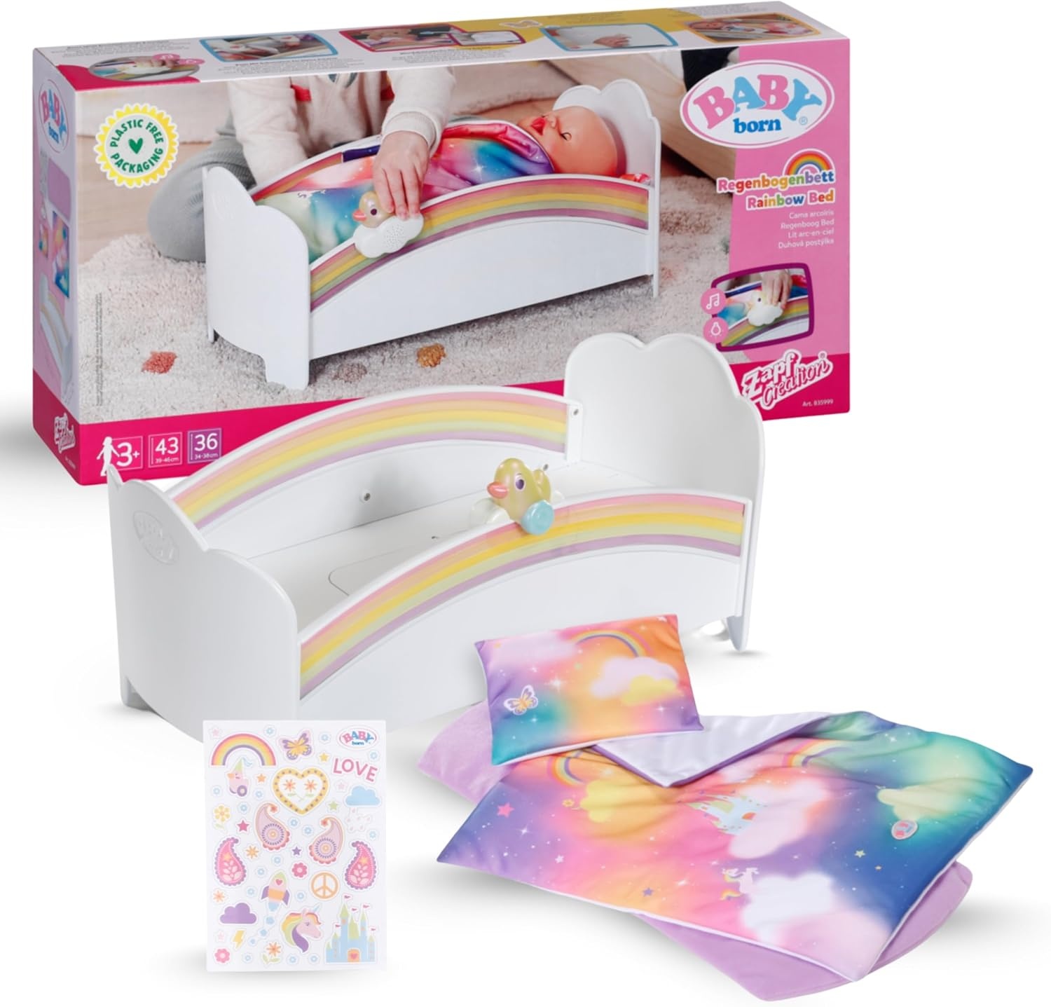 BABY born Regenboogbed met Licht & Slaapmelodie - 34% Korting