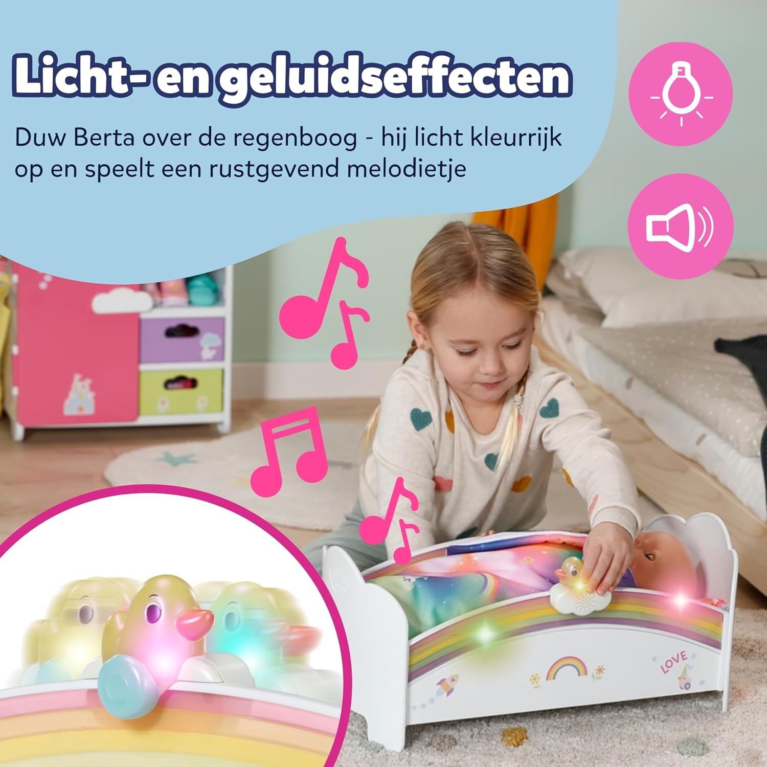 BABY born Regenboogbed met Licht & Slaapmelodie - 34% Korting