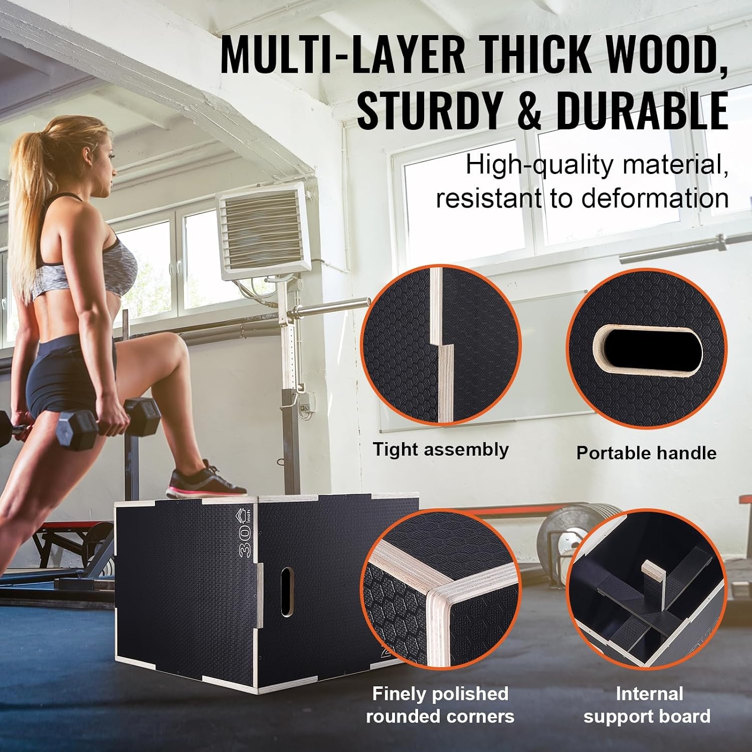 Plyo Box Hout Zwart - 3 Hoogtes (50.8-76.2 cm) - Krachttraining, 54% Korting