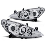 Koplampen Peugeot 307 (2004-2006) - Dual Halo, Chroom, 55% Korting