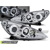 Koplampen Peugeot 307 (2004-2006) - Dual Halo, Chroom, 55% Korting