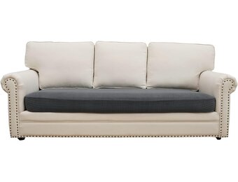 Sofahoes Beschermhoes 3-zits L-vorm stretch polyester donkergrijs 165-200 cm