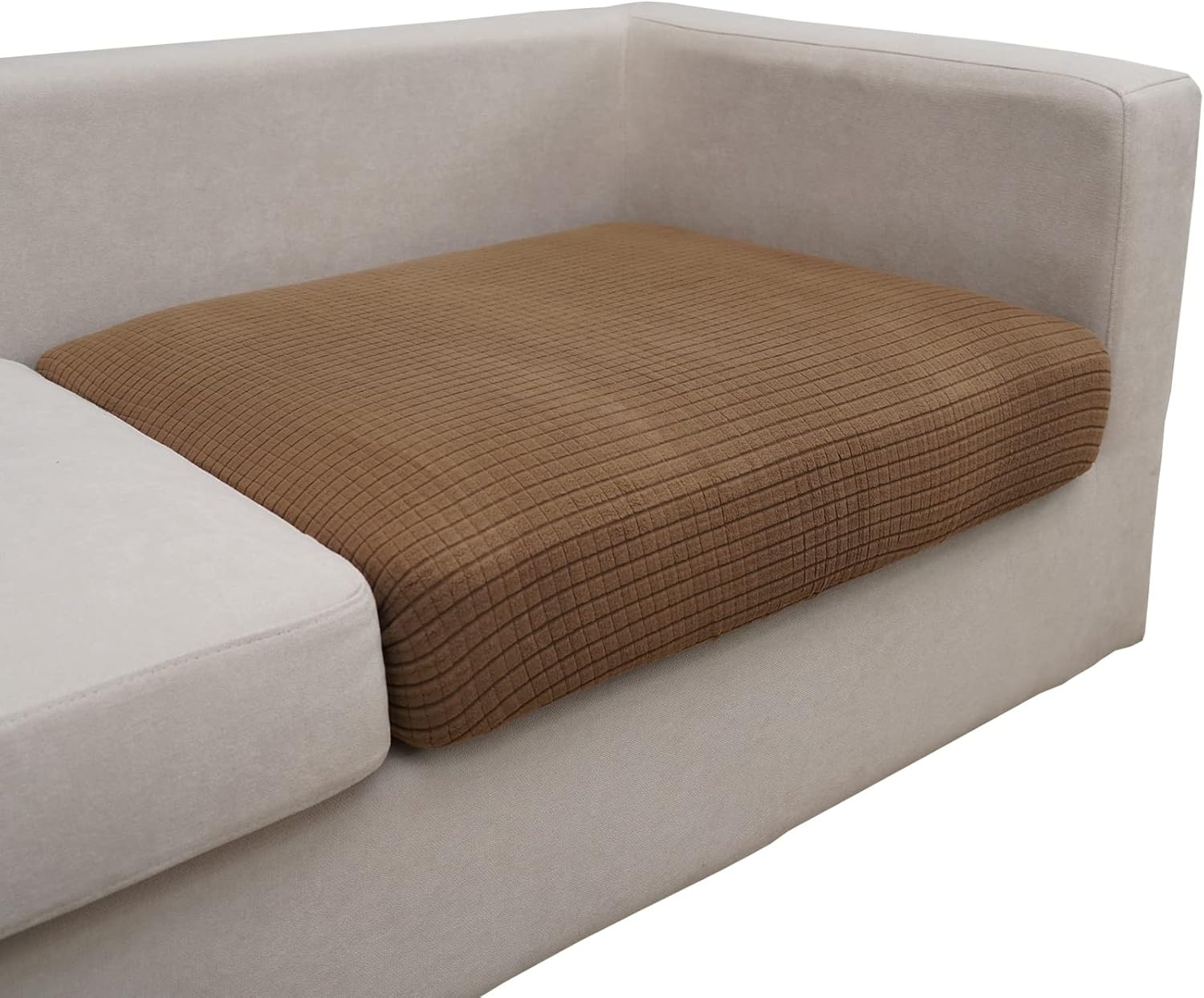Sofahoes Beschermhoes 3-zits L-vorm stretch polyester donkergrijs 165-200 cm