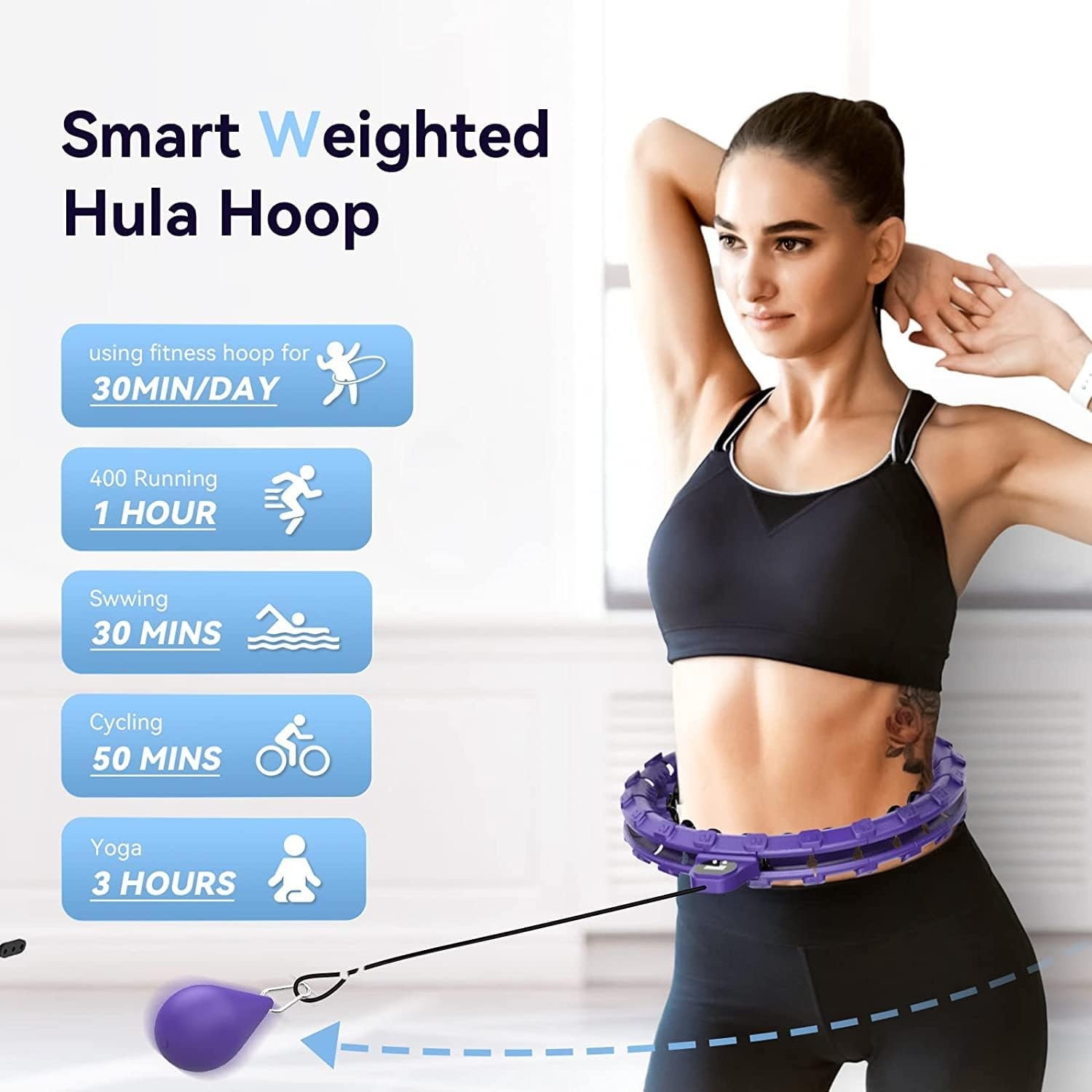 Smart Hoelahoep met 27 Knoopjes - Verstelbaar & Calorie Teller - 34% Korting