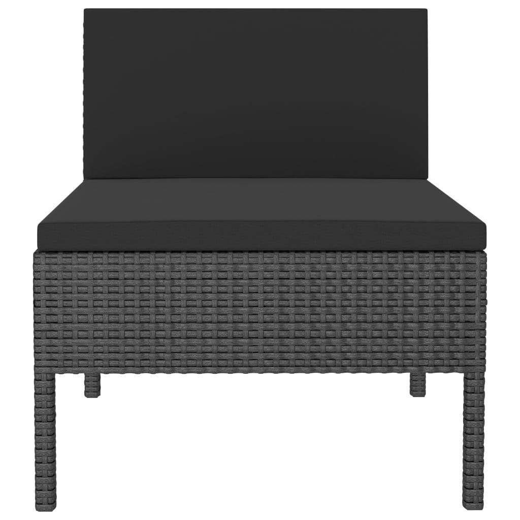 3 Zwarte Poly Rattan Tuinstoelen met Kussens - 30% Korting